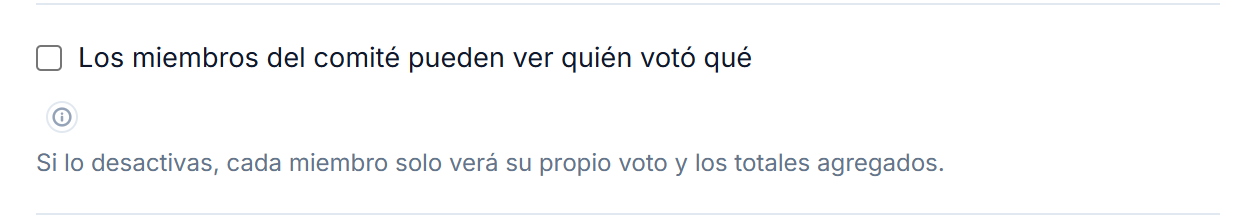 Interruptor que controla si los miembros del comité ven quién votó qué